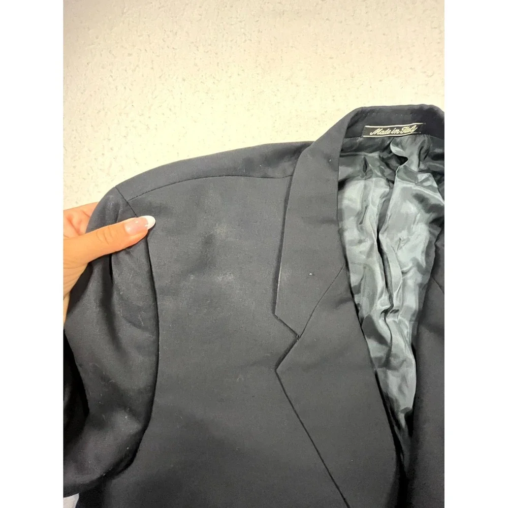 VTG Giorgio Armani Blazer Jacket Mens Black Notch Lapel Single Breasted Formal